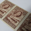 Bechuanaland protectorate 1955 Definitive Issue 2 penny stamp - SACC 140 - strip of 3 with 3 black d