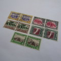 South West Africa SACC 110 a to 114 a pairs used on 25-11-1943 Gobabis cancelation