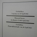 Original Memorial service booklet for Windhoek Air Disaster 20 April 1968 of SA Airways flight 228