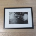 Beautiful photo of steam train being cleaned - Size with frame 38 x 50 cm - Size without 21 x 33 cm