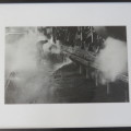 Beautiful photo of steam train being cleaned - Size with frame 38 x 50 cm - Size without 21 x 33 cm