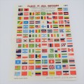 Full page of Flags of all nations - Vintage - Unused on gummed paper
