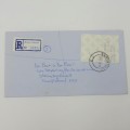 1991 Registered letter send from Sanlamhof Post Office to Cape Town with postage paid label