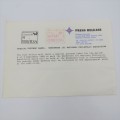 Special Postage label 1989 with press release
