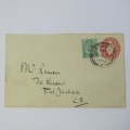Union of South Africa stationery envelope 1d with 12d added Herschel cancelled