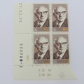 SACC 381 Dr.Diederichs block of 4 x 4 cent stamps - White spots on top right stamp