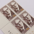 SACC 381 Dr.Diederichs block of 4 x 4 cent stamps - White spots on top right stamp