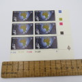 SACC 397 Satellite communication 15 cent stamps block of 6