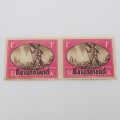 SACC 124 Bechuanaland pair of 1d stamps - Right hand stamp with cap flow