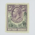 Northern Rhodesia 1925 Definitive issue SACC 14 mint 5 Shilling stamp - hinged