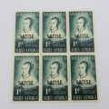 SACC 140 - Maria de la Quellerie block of 9 stamps 1d top middle stamp with broken d of 1d