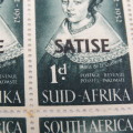 SACC 140 - Maria de la Quellerie block of 9 stamps 1d top middle stamp with broken d of 1d