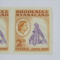 Lot of 2 Rhodesia and Nyasaland 1959 Definitive issue SACC 20 mint stamps