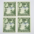 Lot of 4 Rhodesia and Nyasaland 1959 Definitive issue SACC 24 mint stamps - hinged
