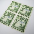 Lot of 4 Rhodesia and Nyasaland 1959 Definitive issue SACC 24 mint stamps - hinged