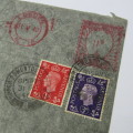 Air Mail England to South Africa 1d pre-stamp with 1d and 3d added, 1940