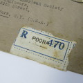 Airmail Registered Indian Cover to New York with lots of cancellations and examined label