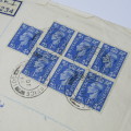 Registered Airmail cover from field post office to Birmingham England with 7 British stamps