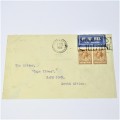 Southampton to Cape Town, South Africa by Airmail with two United States stamps