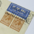 Southampton to Cape Town, South Africa by Airmail with two United States stamps