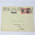 Meter Franking Port Elizabeth to India via Coromandel with two South African stamps