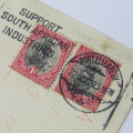 Meter Franking Port Elizabeth to India via Coromandel with two South African stamps