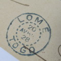 Postal cover from Lome Togo to Paris France 20 April 1928