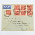 Australia Air Mail Cover from Brisbane with 7 x 2d stamps to Bombay