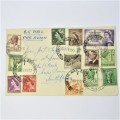 Australian Airmail to South Africa with 13 different stamps on it