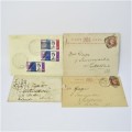 4 Used postal envelopes England to South Africa