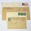 Lot of four Used postal envelopes from England to South Africa