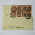 Lot of four Used postal envelopes from England to South Africa