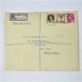 British registered cover to South Africa , marked First Day Cover