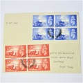 British First Day 2 12d block of 4, 1d block of 4 - 1948