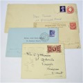 Lot of four Used postal envelopes from England to South Africa