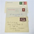 3 Used postal envelopes from England to South Africa