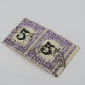 Transvaal postage due 5 pence pair SACC 5
