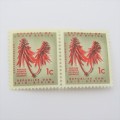 South Africa 1 c `Kafferboomblom` stamp with upward shift of the red printing