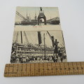 Pair of antique postcards with pictures of Durban wharf (Waterfront) with ships