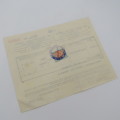 1950 Insurance Certificate for the Kalahari Lodge in Upington