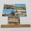 Lot of 5 vintage photos and postcards with pictures of hotels and motels