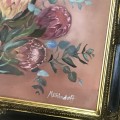 Marianne Uhlendorff still life proteas oil painting - frame 77,5 x 65,5cm and painting 58,5 x 49cm