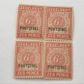 ZAR Transvaal 1895 - Fiscal stamp Postzegel 6d bright rose U.M selection of 20 stamps (SACC 221)