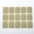 ZAR SACC 228 Sage Green and Green 4d stamps - block of 15 unmounted mint