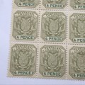 ZAR SACC 228 Sage Green and Green 4d stamps - block of 15 unmounted mint