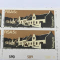 SACC 352 Restoration of Tulbagh - block of 4 mint 5c stamps with large perforation shift