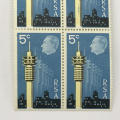 SACC 308 Strijdom Tower block of 4 x 5c stamps with black printing shifted upwards