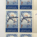 SACC 219 Anniversary of first SA flight - block of 6 stamps, all with large shift of orange printing