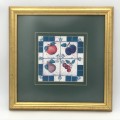 Print in frame of Apple, Plum, Pear and cherry - frame 38 x 38cm and print 16,5 x 16,5cm