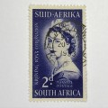 SACC 142 Queen Elizabeth 2d stamps with white dots below A of Afrika - 4 stamps